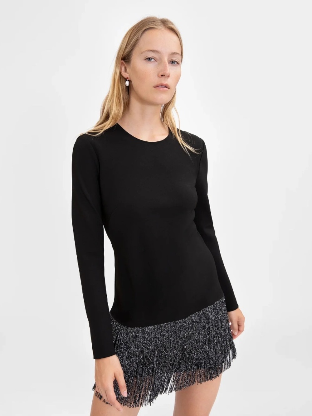 Tanya Taylor Agatha Fringe Mini Dress Black 4 NWT